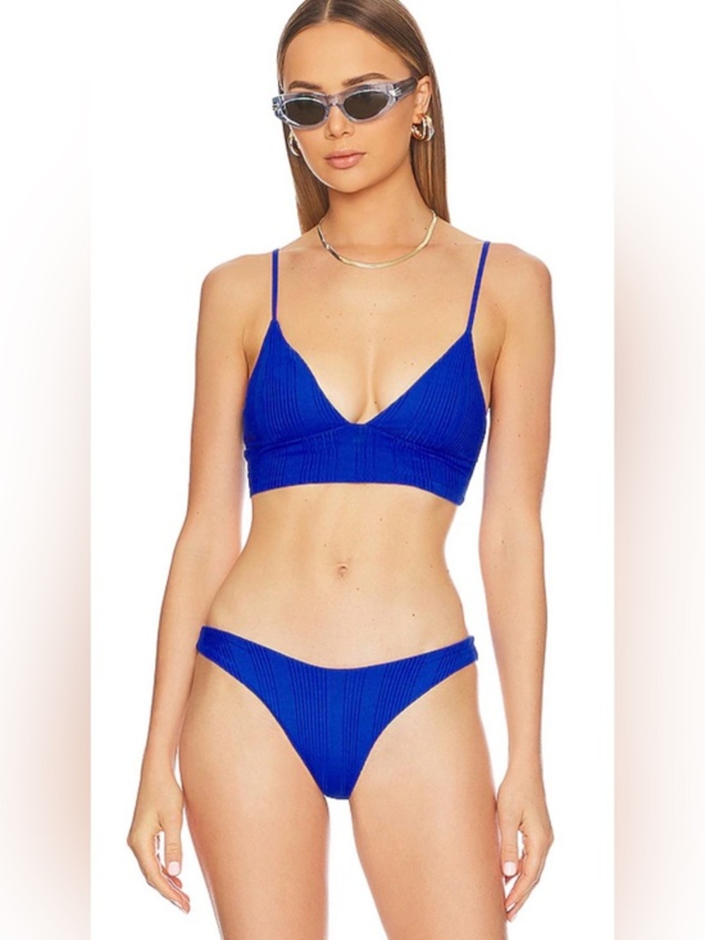 LSpace Ribbed Royal Blue V-Neck Bikini Top - Women Intimates